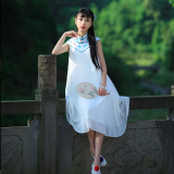 素萝 烟波渺。贰 原创设计品牌中国风女装2016夏装新款雪纺连衣裙