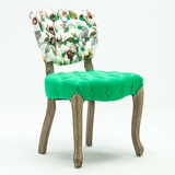 欧式古典实木餐椅美式复古龙门椅拉扣椅子地中海雕花布艺椅子餐椅