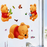 小熊维尼卡通墙贴儿童房衣柜贴画宝宝房间书桌玻璃门窗贴纸可移除