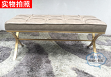 后现代白色皮长条凳子床尾凳梳妆凳床边凳拉丝钛金不锈钢沙发矮凳