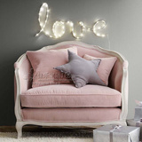 出口美式现代复古布艺软包沙发欧式法式粉色实木单人沙发外货家具