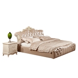 维尔顿欧式床 双人床1.8米真皮床大床软床实木雕花卧室家具皮艺床