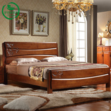 实木床1.8米双人大床现代中式橡木床婚床储物床1.5米全实木雕花床