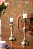 新古典欧式欧美样板间家具摆场餐桌摆件浪漫烛光晚餐客厅奢华烛台