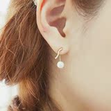 韩国进口饰品 正品 可爱珍珠水钻925银针耳钉 前后挂两用耳环耳饰