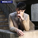 WOOG2005韩版男装2015冬装新款男士加厚夹克棉服修身立领棉衣外套