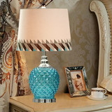地中海简欧式台灯卧室床头灯现代简约蓝色玻璃田园台灯创意时尚