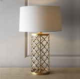 美式出口金色铁艺仿古铜网格镂空艺术 宜家客厅卧室床头装饰台灯