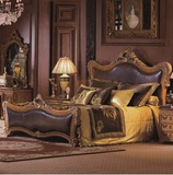 欧式雕花实木双人床新古典奢华1.8米大床复古银箔成人床婚床定制