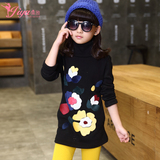 女童加绒打底衫2015秋冬季新款韩版童装中大童T恤中长款宝宝上衣