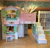 滑梯多功能箱体儿童高低床双层梯柜床实木子母床上下铺带书桌抽屉