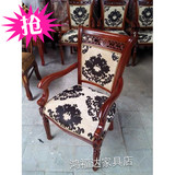 欧式餐椅实木布艺餐椅田园韩式椅子软包靠背扶手椅酒店椅子会议椅