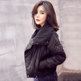 2015韩版短款羊羔毛羊羔绒宽松外套 长袖棉衣外套棉服棉袄女韩国