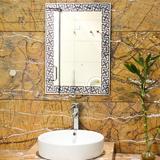 浴室镜椭圆欧式复古镜子青花瓷镜子雕花卫生间中式仿古镜壁挂包邮