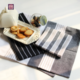 法国黑白餐巾简约纯棉布艺居家用品加厚隔热餐垫三条装小桌布