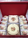 韩国 原装 进口 戴安娜 粉玫瑰花 盘子 陶瓷 碗 盘 碗盘套装 礼盒