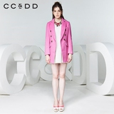 CCDD2016秋装新款专柜正品女时尚韩版纯色大衣 直筒修身毛呢外套
