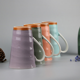 创意个性经典艺术冰裂釉复古陶瓷杯带勺大容量高杯马克杯水杯包邮