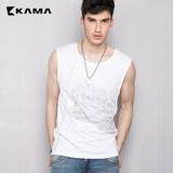 卡玛KAMA 夏季款男装 时尚休闲纯棉圆领无袖T恤男背心 2215910