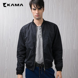 卡玛 KAMA2016春装新款休闲衫圆领开衫外套两面穿夹克男士2116705
