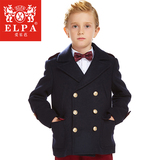 ELPA 秋冬新款中大童冬装儿童双排扣加厚男童羊毛呢大衣外套