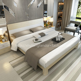 原木简约北欧1米8双人床实木颗板式高箱储物1.5米单人床白枫木23