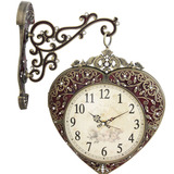 正品客厅高档双面钟金属挂钟仿古钟客厅欧式挂钟田园钟表复古钟表