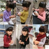 韩版女童加绒打底衫2015秋冬季新款童装儿童宝宝螺纹高领加厚上衣