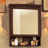 美式乡村浴室镜柜镜箱置物架实木卫生间镜子浴室柜