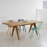 俪家意大利设计简约餐台桌原木色贴皮烤漆餐桌可定制办公写字L187