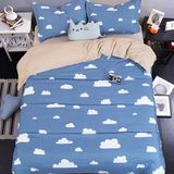 包邮简约床罩四件套蓝色1.8X2榻榻米床上用品蓝天白云被套四件套