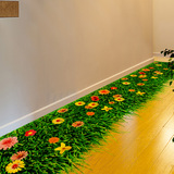 创意走廊踢脚线3D立体草丛地板装饰品墙贴纸浴室防水自粘壁纸贴画