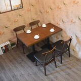 高档复古咖啡厅桌椅实木西餐厅桌椅休闲茶餐厅甜品店方桌椅子组合