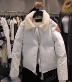 韩国代购2015冬装新款羽绒棉服羊羔毛拼接加厚小外套短款棉衣女