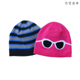 外贸原单 冬季儿童帽子 男女孩针织棉帽精致提花加厚保暖护耳特价