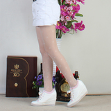 2016春季新款韩版羊皮隐形内增高女鞋10cm休闲低帮鞋系带拼色单鞋