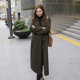 2016韩版新款呢子大衣秋冬季女士加棉超长款茧型羊绒毛呢风衣外套