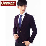 UKKNZZ定制 春款2016男士休闲西装韩版纯色上衣修身收腰西服外套