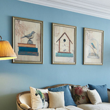 易树家美式装饰画 美式乡村田园客厅组合挂画欧式壁画地中海蓝鸟