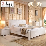 全实木白色橡木床现代中式高箱储物床1.5/1.8米婚床双人床包邮