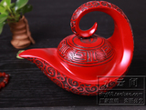 中国风家居装饰品摆设 创意后现代复古玄关博古架古典红色壶摆件