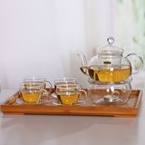 美商四合一茶具套装 耐热玻璃茶杯子 花茶壶套装功夫茶具套组茶盘