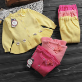 童装宝宝纯棉毛衣裤开衫套装婴儿衣服0-1岁女童针织衫两件套春秋