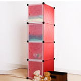 diy简易组合衣柜宜家折叠衣橱可移动儿童书架书柜塑料整体储物柜