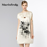 Marisfrolg玛丝菲尔 廓型黑白印花真丝连衣裙 专柜正品夏季新女装