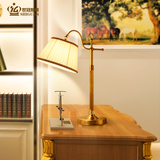 全铜台灯美式客厅书房卧室复古床头灯简欧欧式纯铜简约温馨铜台灯