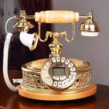 ANSEL仿古欧式电话机新款高档时尚家用座机天然玉石客厅创意摆件