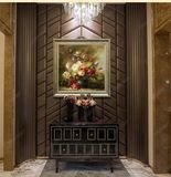 油画方形欧式客厅花卉古典装饰画卧室餐厅玄关走廊有框画花开富贵