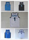 奥兰多魔术队1号特雷西;麦克格雷迪篮球衣 麦迪黑蓝白条纹篮球服