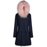 叶子家2016冬季粉色羊羔毛外套 MR&RMS FURS保暖长款棉服韩版女